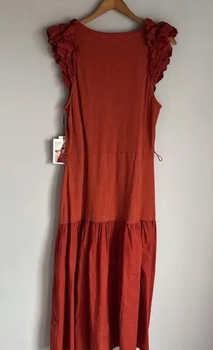 Nation Ltd NEW EVERLEIGH FRILLY DRESS IN CAYENNE SMALL