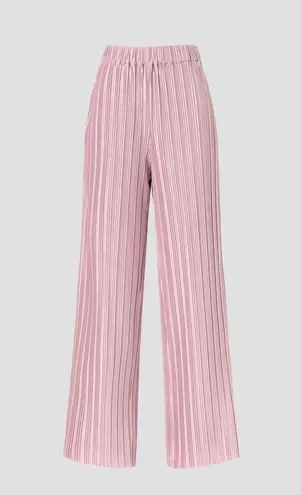 ATLEIN COLLECTIVE Pink Pleated Texture Mauve Plisses Flowy Pants Size 12