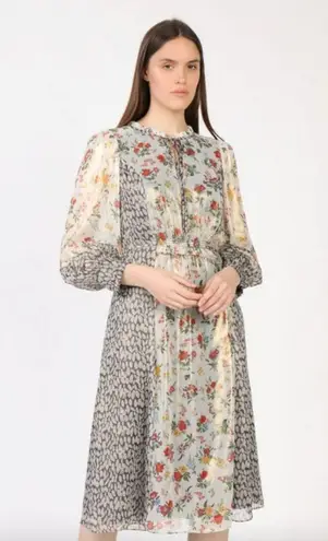 Current Air ππ Floral Combo Mixed Print Shine Midi Dress ~ Medium M NWT