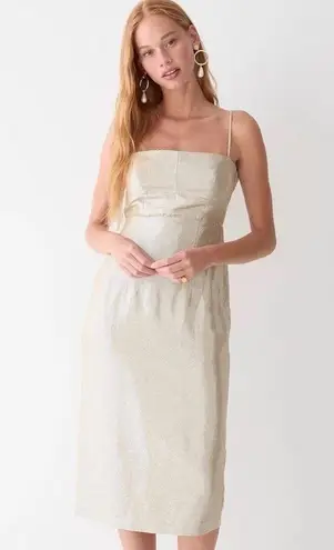 J.Crew  Collection Double Tie-back Metallic Linen Blend Midi Dress size 12