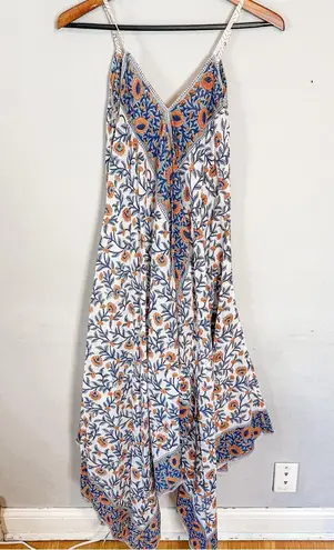 India Hicks x Holicow Block Printed Handkerchief Hem Midi Dress