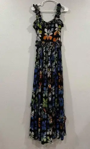 Busayo Aje Ruffle Trim Floral Maxi Dress XS NWOT