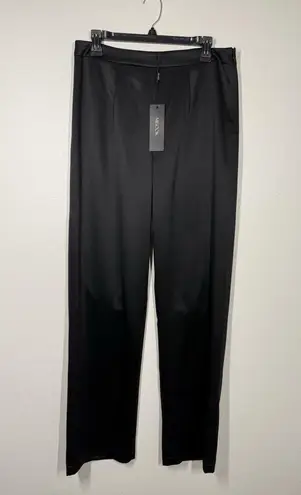 Misook Straight-Leg Satin Pants Black Size Small New Shiny Flowy Size Zip - Image 4