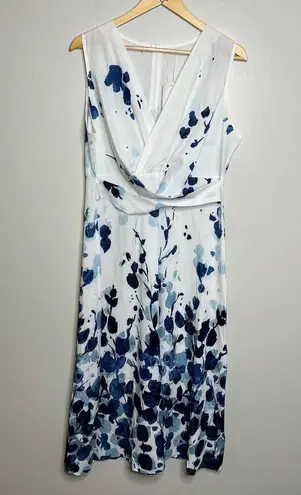 Two Piece Blue Floral Midi Dress With Cover Up Shawl Size XL