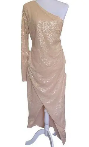 𝅺lulu's Dress Sequin One Sleeve Midi Blush Pink Size XL