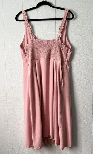 Button Front Midi Dress Womens 2X Smocked Fairy Cottagecore Soft Girl Romantic Pink