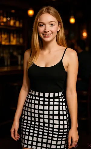 Vintage Black and White Checkered Women's Stretchy Skirt Size M