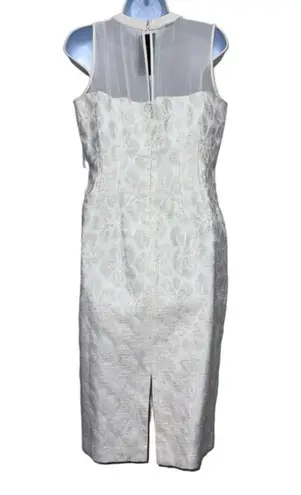 Lafayette 148 NWT Sheath Dress Sleeveless Textured Sheer Inserts Cream size 6