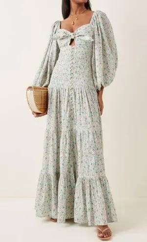 💕SIGNIFICANT OTHER Paloma Smocked Floral Cotton Maxi Dress Bluebell Posie US 2 Blue