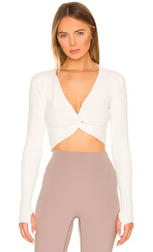 NEW Le Ore Rimini Twist Long Sleeve Crop Top Ivory Medium