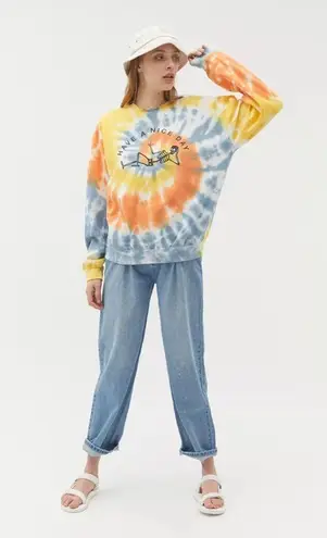 Urban Outfitters  Have A Nice Day Skeleton Tie-Dye Crew Neck Oversized Sweatshirt