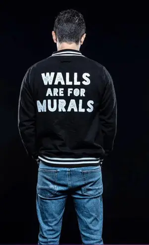 Walls are For Murals Black Bomber Jacket Unisex M