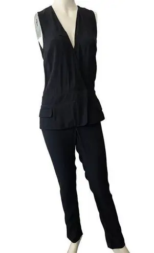 ALC Frank A.L.C. Sleeveless tuxedo Black Vneck wrap style Blazer Jumpsuit pantsuit XS