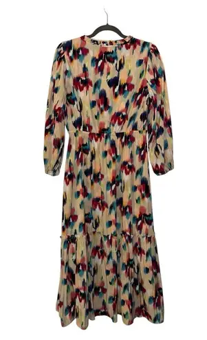 Chico's Chico’s Braid Detail Ikat Multicolor Pullover 3/4 Sleeve Midi Dress US Size 6