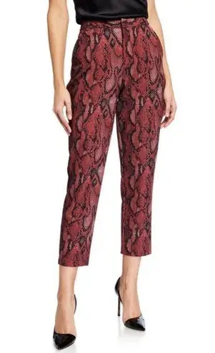 L'Agence L’AGENCE Ludivine Cropped Trouser in Red Snakeskin Print Size 2 NWT