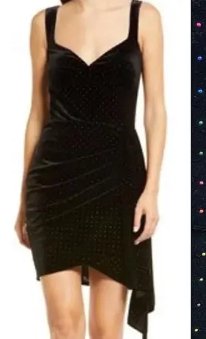 Saylor Nollie Black Velvet Mini Dress with Colorful Dots M NWT