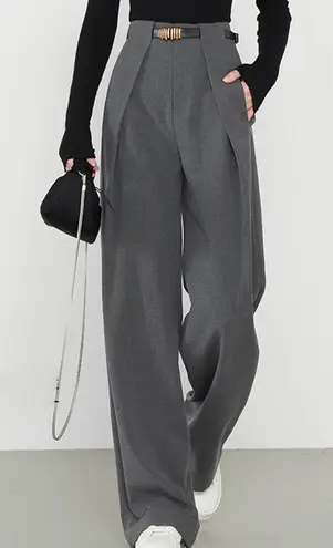 Commense Minimalist Casual Pockets Straight High Waist Pants Gray Trendy NWT XL
