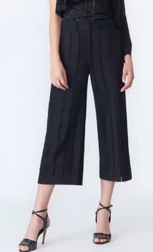 Veronica Beard Leta Eyelet Gaucho Cropped Pants in Black Size 6