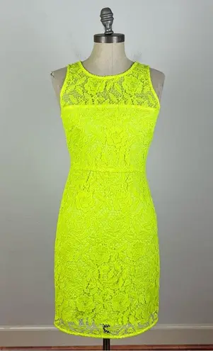 J.Crew  Collection Neon Yellow Lace Sheath Dress