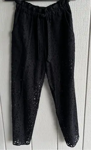 Milly  Black Lace Sheer Drawstring Pull On Pants Shorts Lining Size P (XS) thumbnail 1