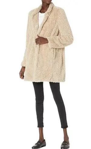 Kenneth Cole  Women's Fuzzy Faux-Fur Teddy Jacket Coat in Beige Size Medium