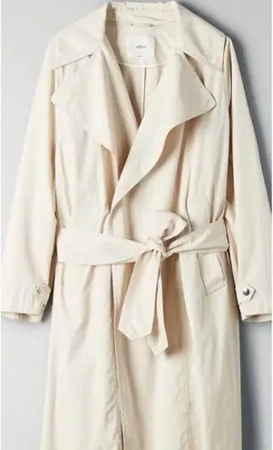 Aritzia  WILFRED Requiem Trench Coat S Cream Long Line Jacket Oversized Tie