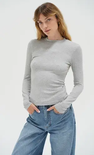 LNA Clothing Dalston Ribbed Long Sleeve - Charcoal Gray