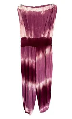 Sav LaBrant Boutique Purple Magenta Tie Dye Strapless Jumpsuit Size Medium