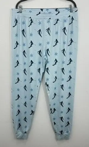 PJ Salvage Women's M Lounge Pajama Pants Blue Skiing Snowflake Sleepwear Size M