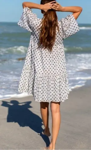 Emerson Fry India Collection Isla Dress In Cleo Organic Cotton Size M/L Blue Size M