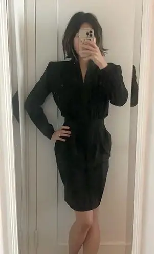 Valentino Garavani Vintage 80s Valentino strong shoulder black dress