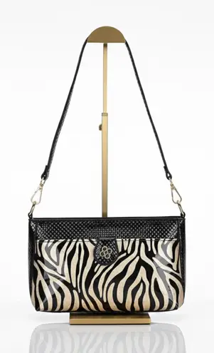 Black Woven Faux Leather Baguette with Gold Chain