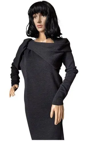 LANVIN Draped Twisted Wool long sleeved sweater dress in gray size small