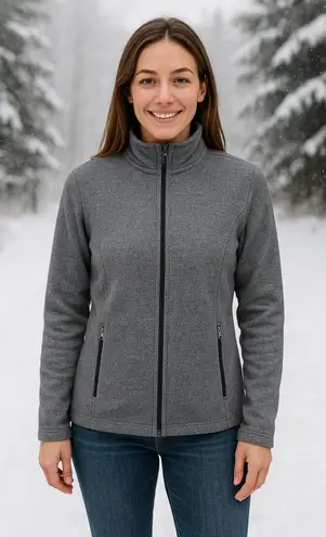 Spyder Full Zip Fleece Jacket Womens Large Gray Soft Warm Outdoor Layering