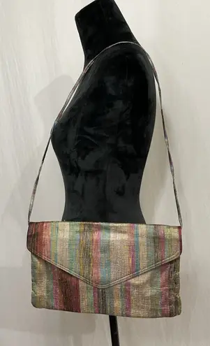 Nuline Satin Taffeta Striped Clutch