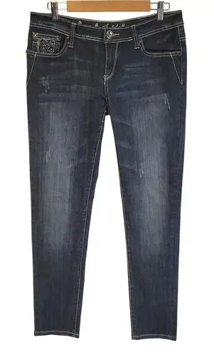 Vintage Y2K LA Idol Bling Jeans Women's Western Low Rise 90s Rhinestone Size 11 Blue