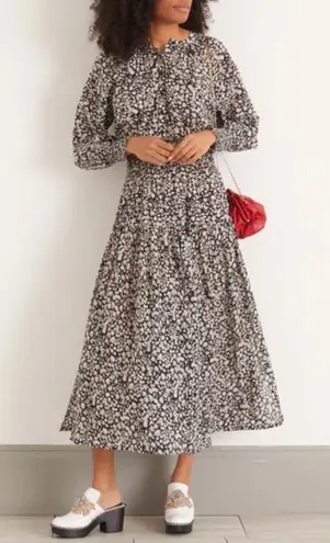 Apiece Apart La Ventura Maxi Dress in Black and White Tiny Flowers