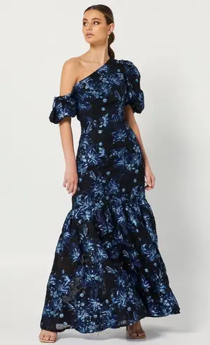 Elliatt  Planetary Asymmetric Jacquard Maxi Dress, Navy/Black, New w/Tag $389.95