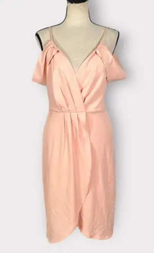 Fraiche by J Pink Off Shoulder Tulip Hem Knee Length Dress Women's Size Med NWOT