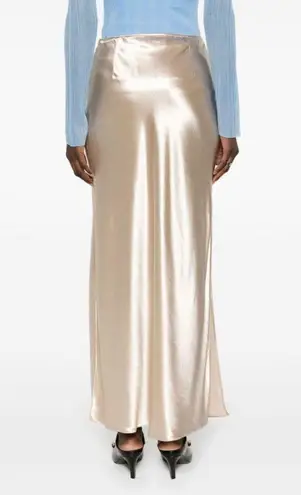 Salvatore Ferragamo Ferragamo Satin Skirt in Beige 38 New Womens Maxi Gold Long Formal