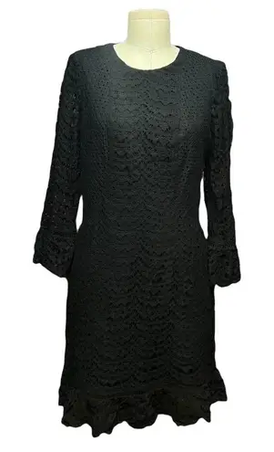 Whistles Black Crochet Bell Sleeve Sheath Black Size US 8