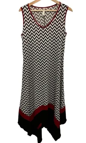 PerSeption Concept Midi Dress Black and White Stripe Print Size Medium