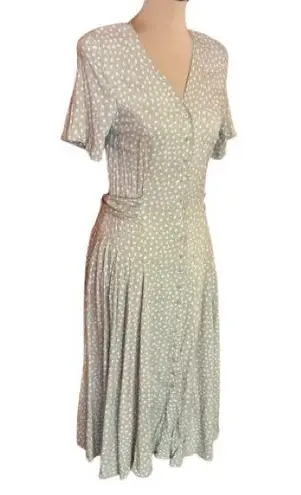 Vintage 80s Together Beige Floral Drop Waist Midi Dress Size 6