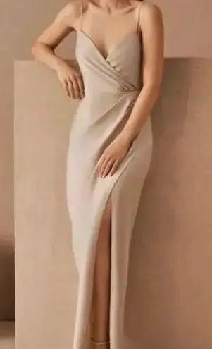 BHLDN Freya Satin Charmeuse Bridesmaid Dress in Champagne Sz 2 NWT Anthropologie