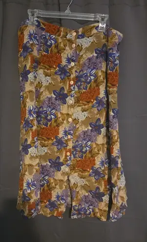 Vintage Prairie Skirt Medium Pink Floral, Midi Cotton Skirt, Womens Country Chic Tan