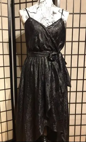 EXPRESS Dress Gunmetal belt Evening pewter wrap formal evening Whimsygoth coquette chiffon maxi High Low