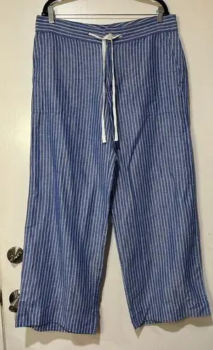 Ralph Lauren Lauren  Black Label Wide Leg Striped Pants Size 14 NWT Linen Blend