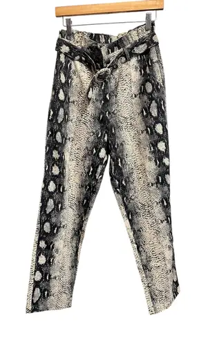 Le Lis Collection Snakeskin Print Paperbag Waist Pants Size Small Black
