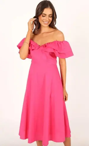 Petal and Pup  Cabo Magenta Frill Sleeve Midi Dress S