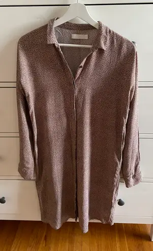 COS Wool Blend Marled Brown Collared Button Down Midi Shirt Dress, size XS